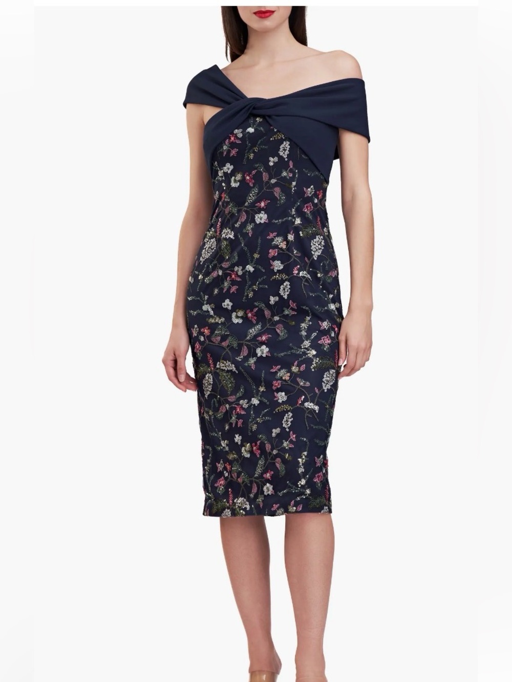 JS collections Jeanne Sequin Embellished Asymmetric Cocktail Dress
